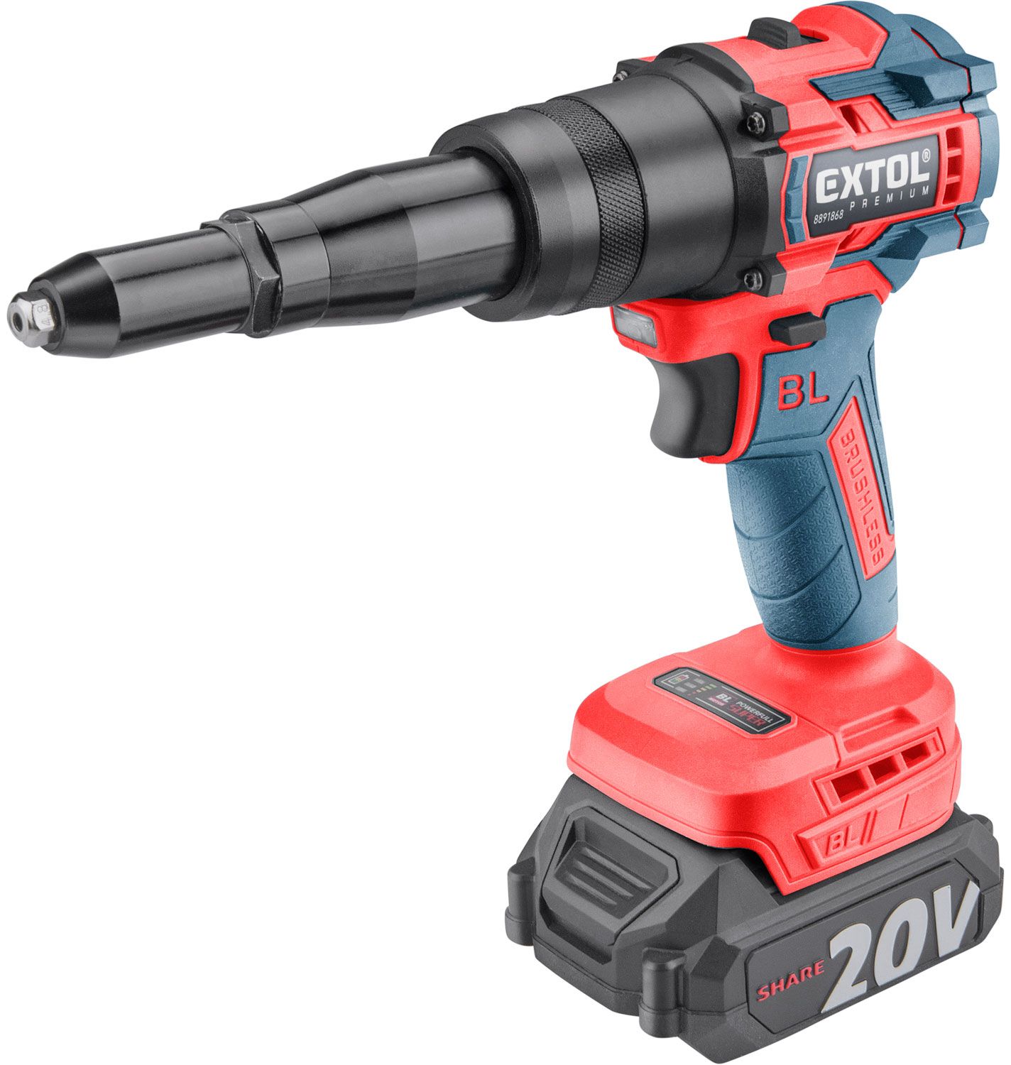 Extol 8891868 Share20V akkumulátoros popszegecshúzó (1 x 2.0 Ah Li-ion akkuval) termék fő termékképe