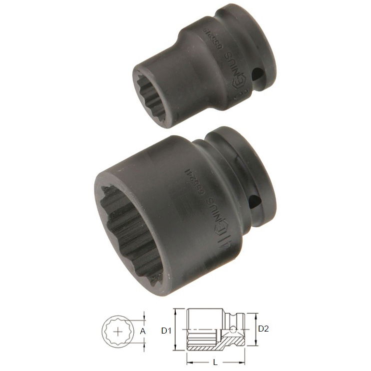 Genius Tools 655251 3/4"-os 12 lapú gépi dugókulcs fej, 51 mm termék fő termékképe