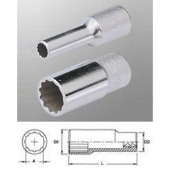 Genius Tools 437810 1/2"-os 12 lapú dugókulcs fej, hosszított kivitel, 10 mm termék fő termékképe