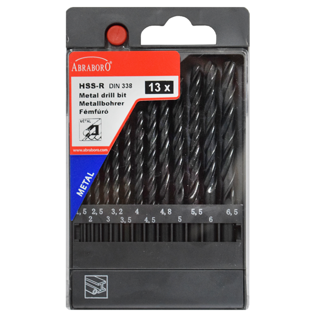 Abraboro HSS-R 13 részes fémfúró készlet, műanyag dobozban termék fő termékképe