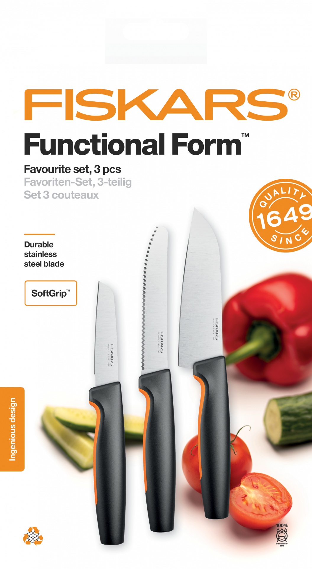 Fiskars Functional Form kedvenc késkészlet, fekete, 3 db-os termék fő termékképe