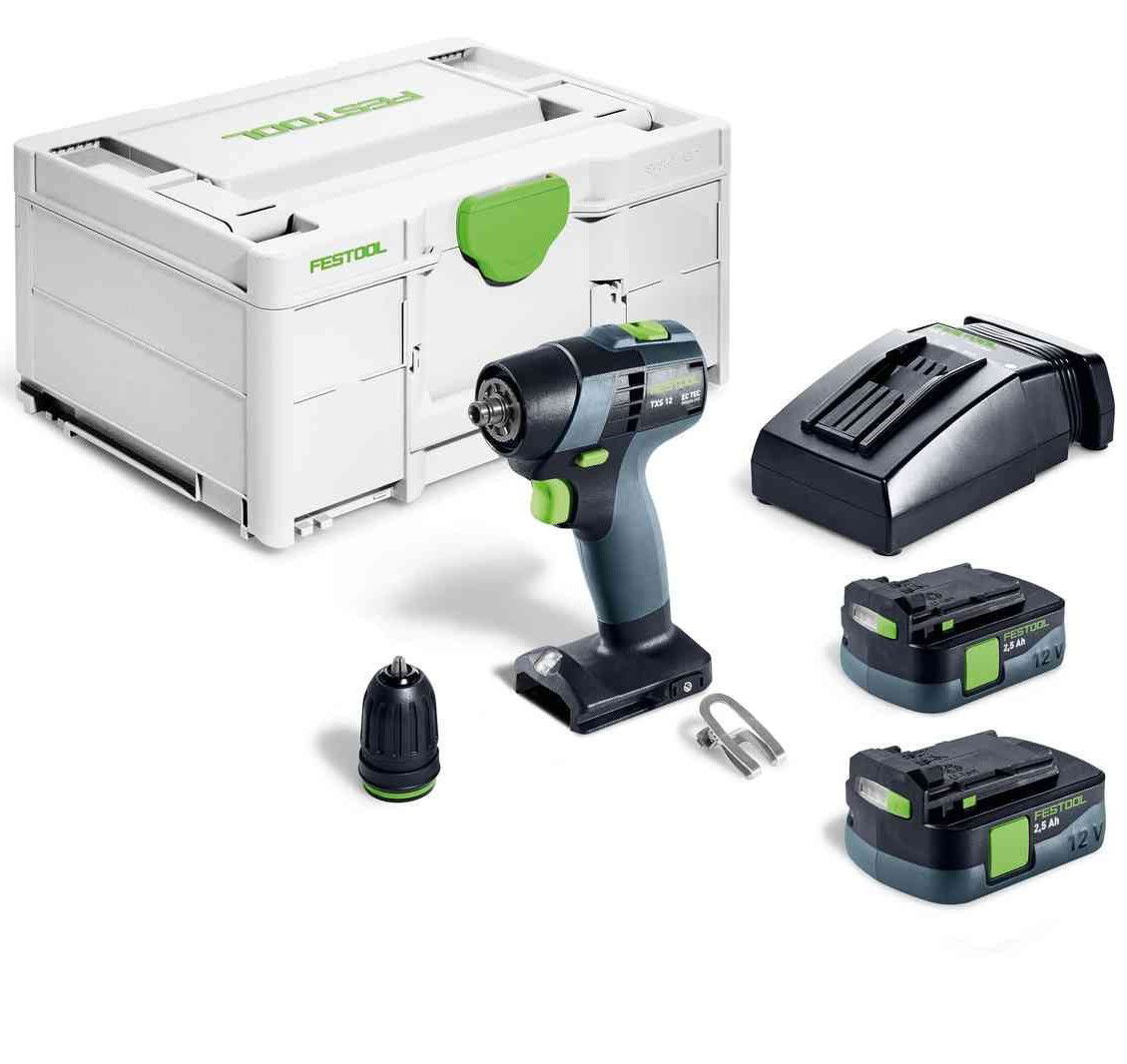 Festool TXS 12 2,5-Plus akkus szénkefe nélküli fúró-csavarbehajtó (2 x 2.5 Ah Li-ion akkuval) termék fő termékképe
