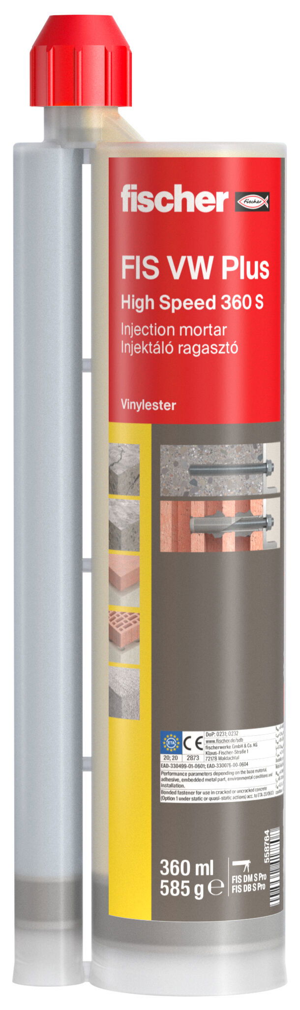 Fischer FIS VW Plus 360 S injektáló ragasztó, 360 ml + 2 db FIS MR Plus keverőszár (EN, HU) termék fő termékképe