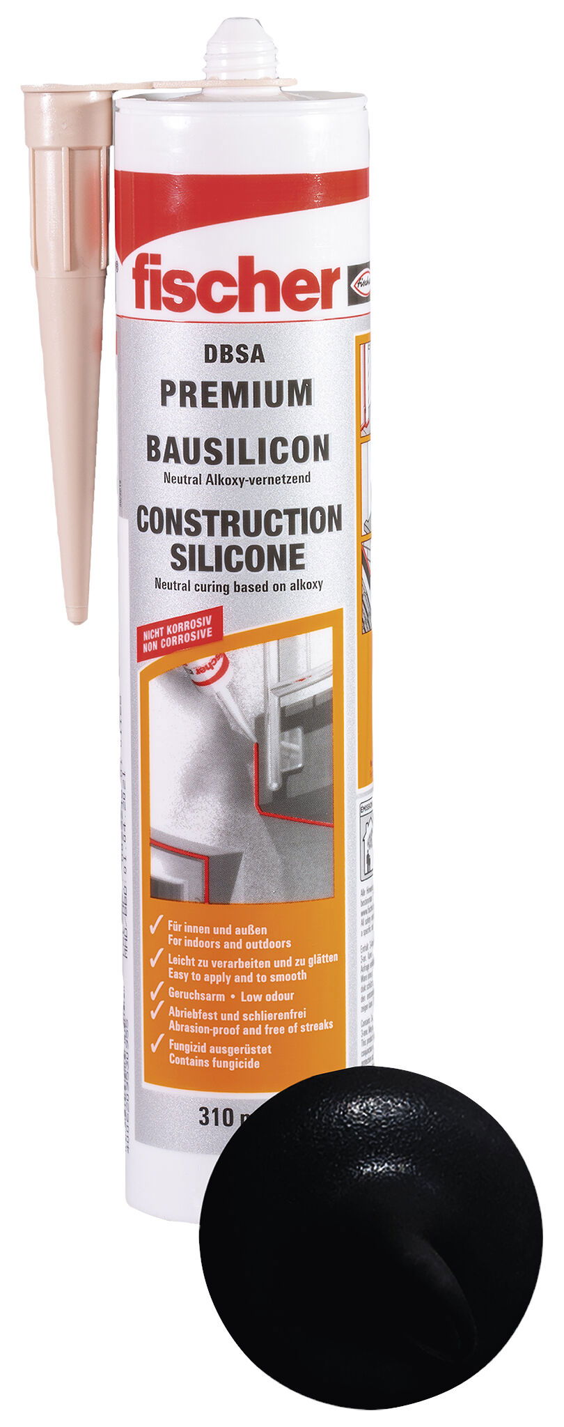 Fischer DBSA SW építőszilikon (DE/EN), fekete, 310 ml termék fő termékképe