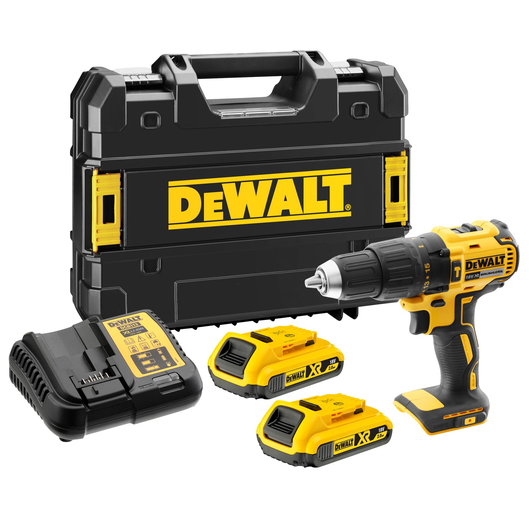 Dewalt DCD778D2T akkus ütvefúró-csavarozó (2 x 2.0 Ah Li-ion akkuval, TSTAK kofferben) termék fő termékképe